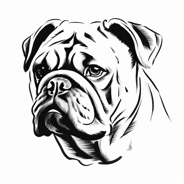 Minimalist Bulldog Vector Decal Black Line Sketch Art