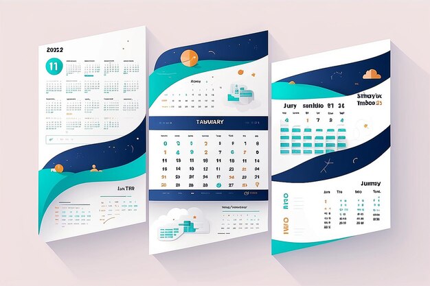 Minimalist Calendar with Remote Work Milestones Vector Flat Design