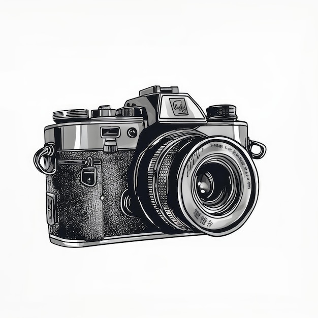 Minimalist Camera Illustration On White Background