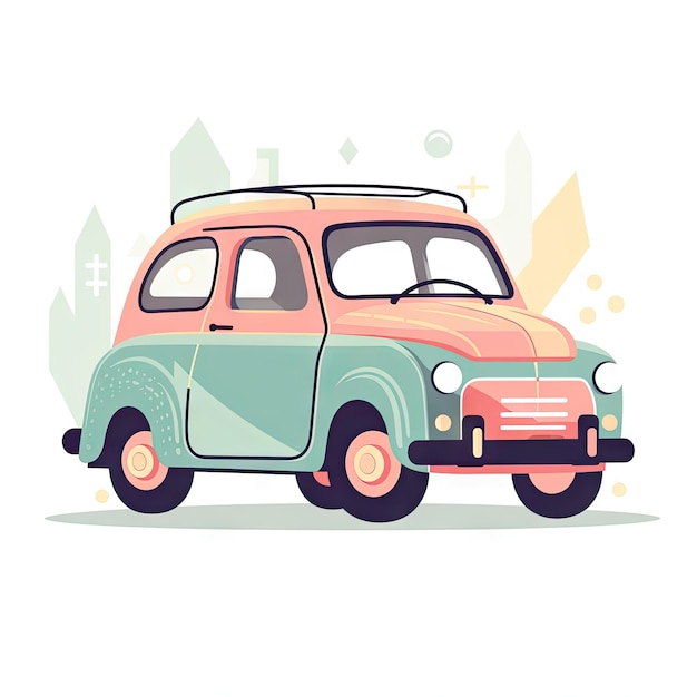 Minimalist Car Illustration on White Background