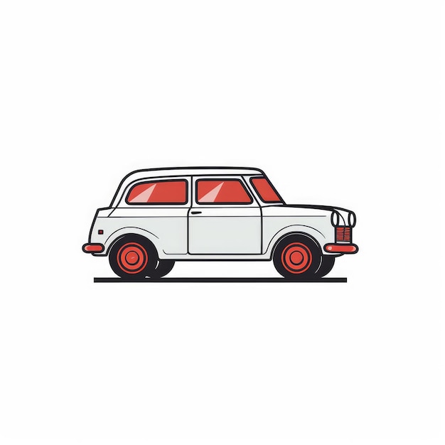 Minimalist Car Illustration On White Background