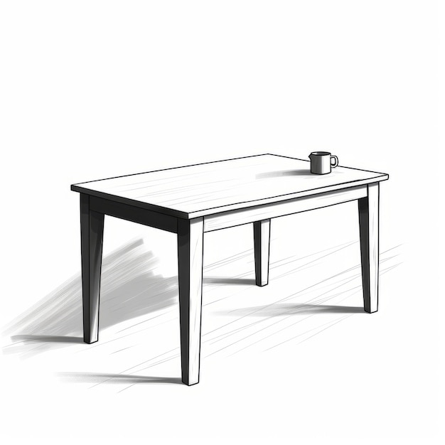 Premium AI Image Minimalist Cartoonish Dining Table Sketch Black And