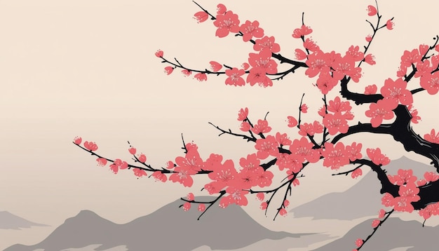 minimalist cherry blossom poster design