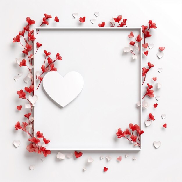 minimalist collage white square frames for valentines day AI generated