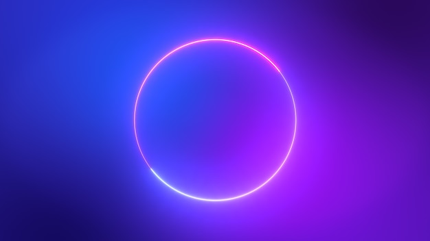 Minimalist colorful blue pink and purple neon circles abstract background.