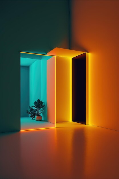 minimalist and colorful interior design architecture visual play Generative AI