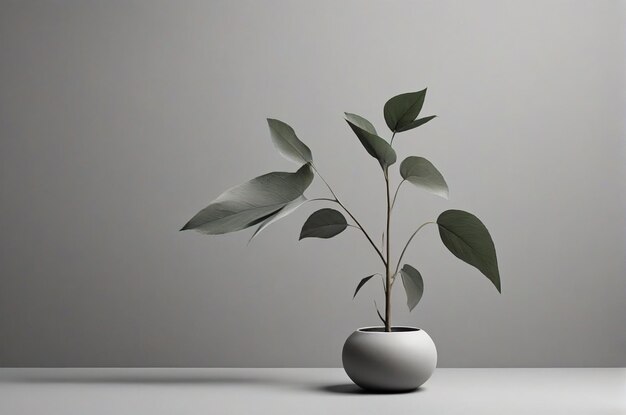 Photo minimalist composition of natural plant on a monochromatic background