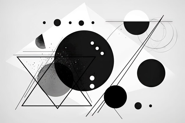 Minimalist composition with circles and triangles in blackandwhite created with generative ai