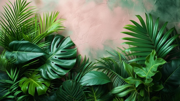 Minimalist compositions featuring vibrant tropical foliage