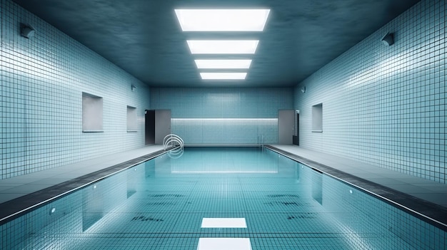 Minimalist concept Health club with indoor swimming pool with generative ai