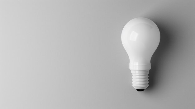 Minimalist Concept White Lightbulb on Grey Background