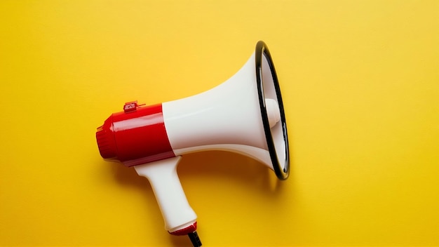 Minimalist concept with megaphone on yellow background