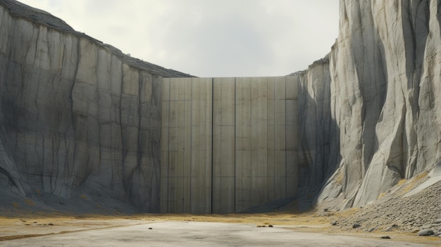 Minimalist Concrete Dam In Scottish Mountain A Hyperrealistic Cinematic Experience