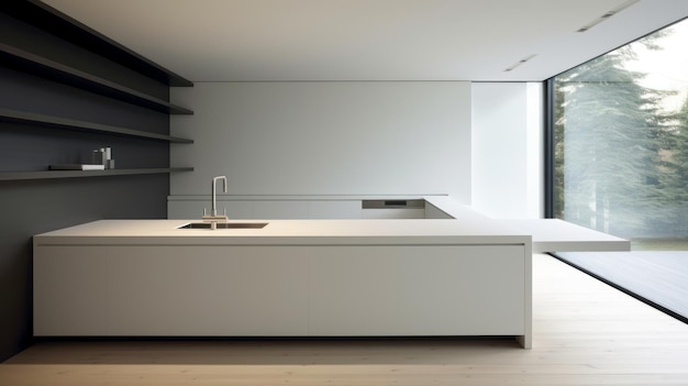 Minimalist contemporary black and white kitchen