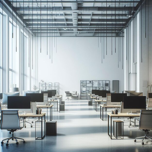 A Minimalist Corporate Office Ambiance with HighTech Equipment Design