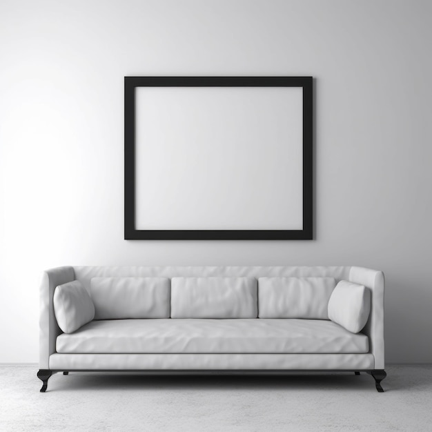 Minimalist Couch Portrait Picture Frame On White Wall