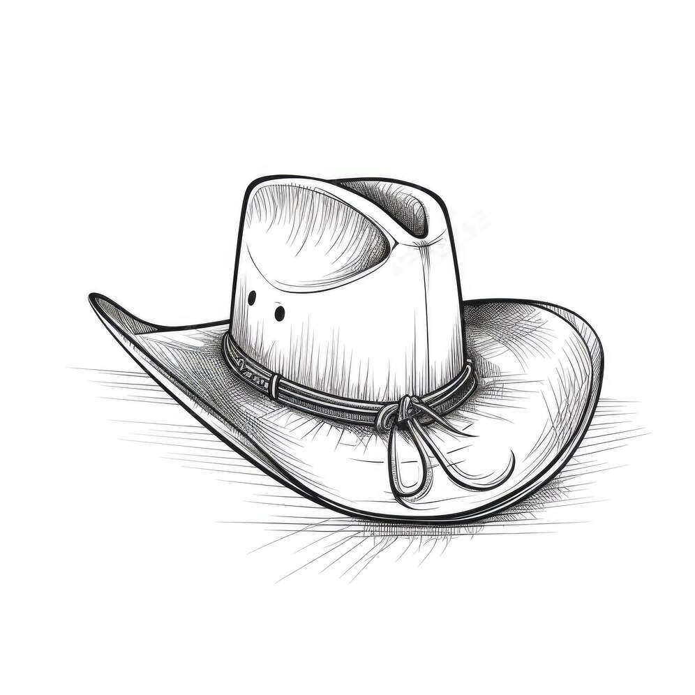 Premium AI Image | Minimalist Cowboy Hat Line Drawing on White Background
