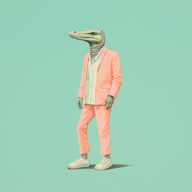 minimalist crocodile portrait monochromatic urban surrealism