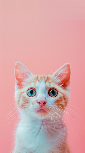 Minimalist cute cat photography on solid background wallpaper design