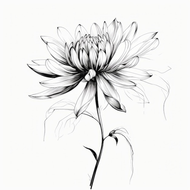 Minimalist Dahlia Flower Tattoo Design With Stencil Faktura