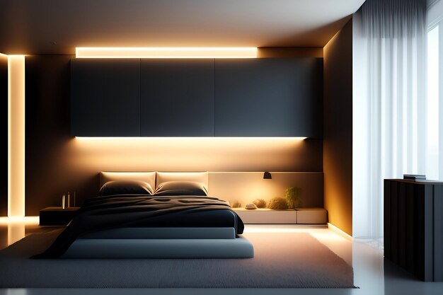 Minimalist decor and ambient lighting