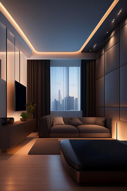 Minimalist decor and ambient lighting