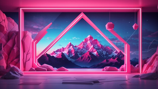 Minimalist decor wallpaper with style Amazing scene set against a bright neon rectangle geometric