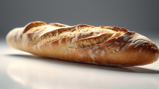 Minimalist Delight Closeup of French Baguette on Wooden Surface Generative AI