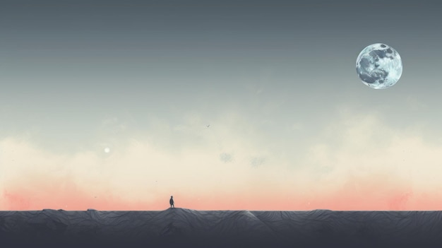 Premium AI Image | Minimalist Desert Moon A Calm And Romantic Digital