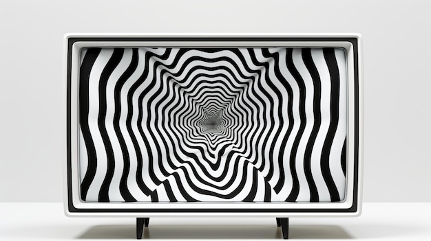 Minimalist Design Black And White Striped Tray With Optical Illusion