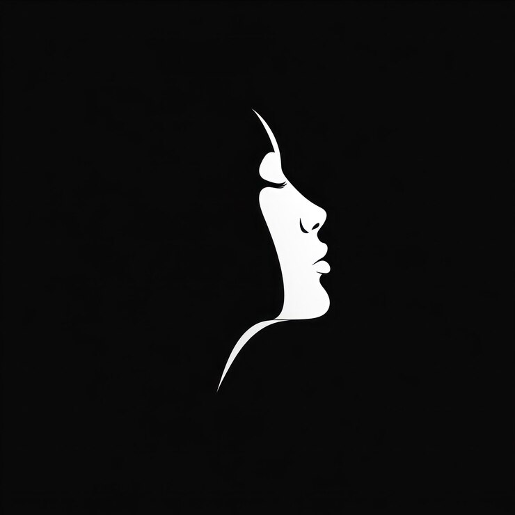 Photo a minimalist design featuring a white profile silhouette against a stark black background