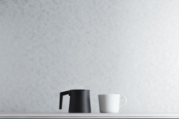 Minimalist design of a plain cup and Turkish coffee mug copy space includes