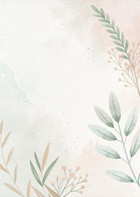 Minimalist Design with Delicate Pastel Herbs and Leaves on White Textured Background