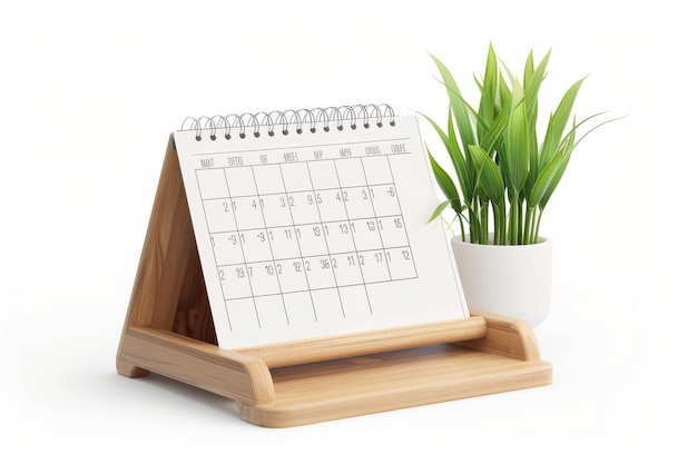 Minimalist Desk Calendar Isolated on Transparent Background