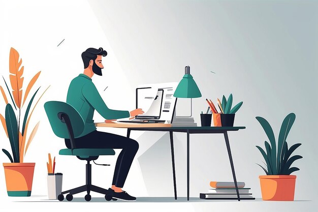 Photo minimalist desk for enhanced focus vector illustration