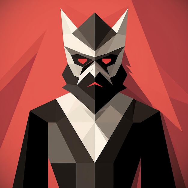 Minimalist Devil Mask Illustration In Black Polygonal Pattern