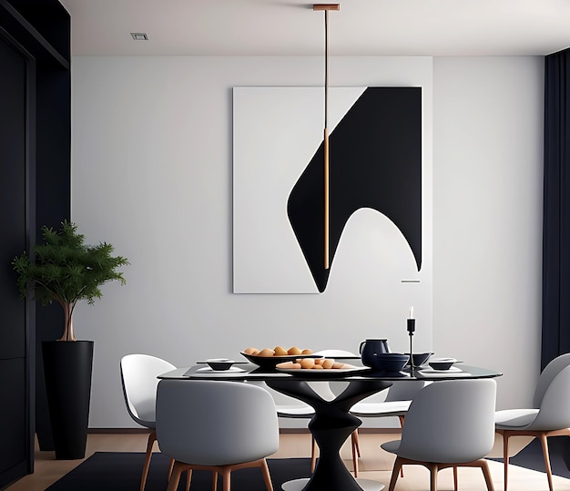 A minimalist dining room