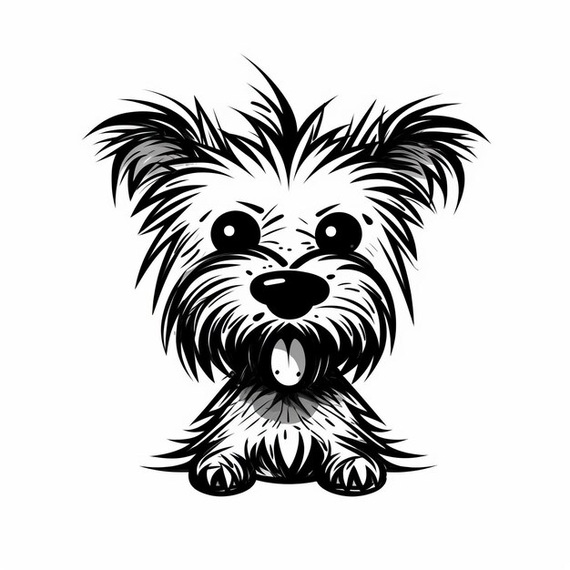 Photo minimalist doodle of playful yorkshire terrier