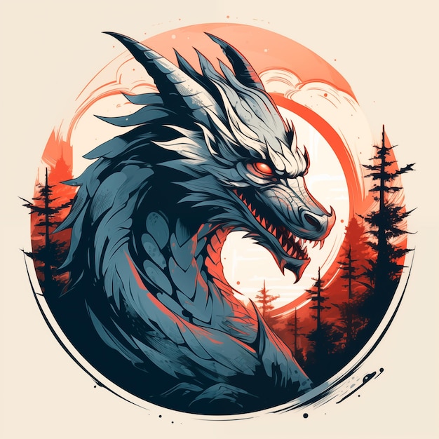 Minimalist dragon Illustration