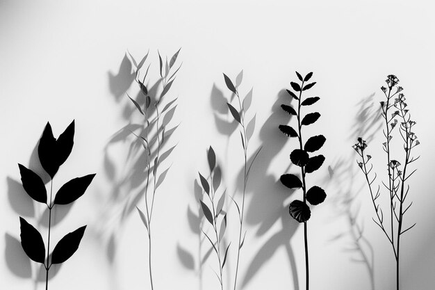 Minimalist drawings of plant silhouettes