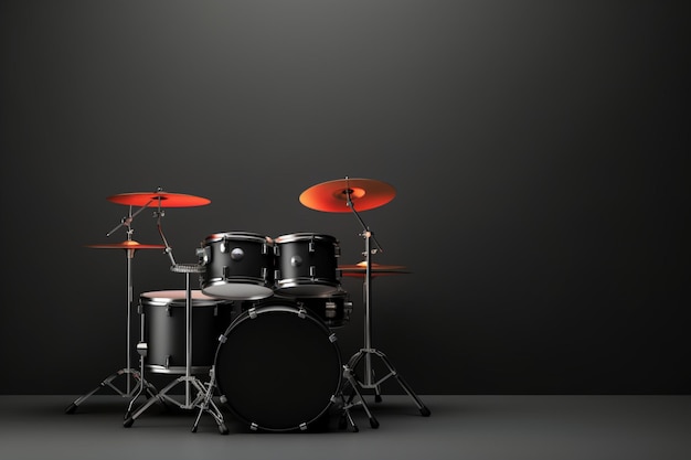 minimalist drum on light black color background with copy space