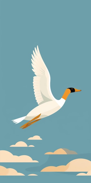 Photo minimalist duck in flight mobile wallpaper for freedom and liberation