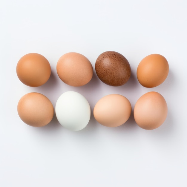 Photo minimalist duckcore brown and white eggs on white background