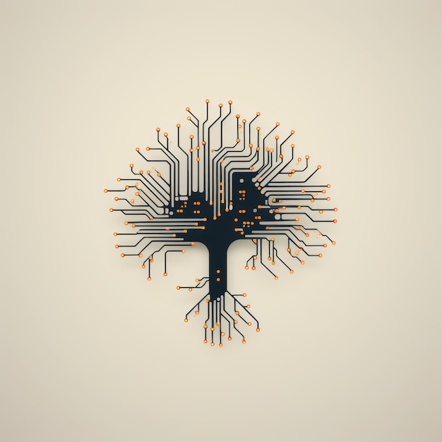 Minimalist electronic circuit tree Beautiful illustration picture Generative AI