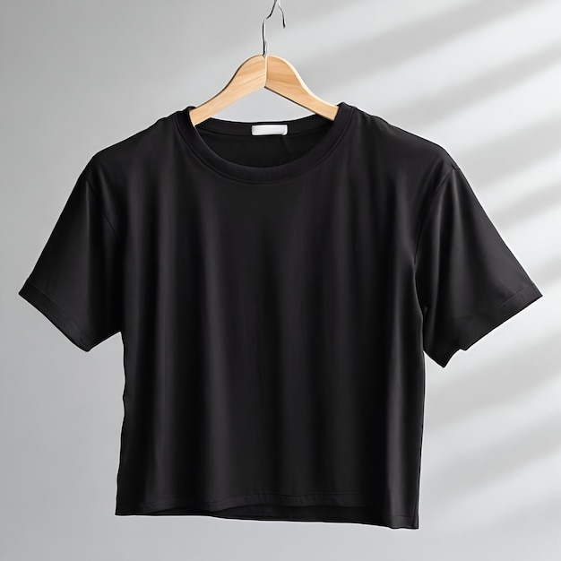 Photo minimalist elegance black shirt on hanger mockup