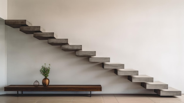 ミニマリストのエレガンス 洗練された家庭のインテリアのための現代的なデザインと建築のシンプルさを体現するシンプルな階段のスナップショット