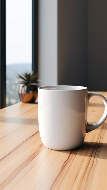 Photo minimalist elegance white cup on a pristine white tabletop pure and simple vertical mobile wallpape