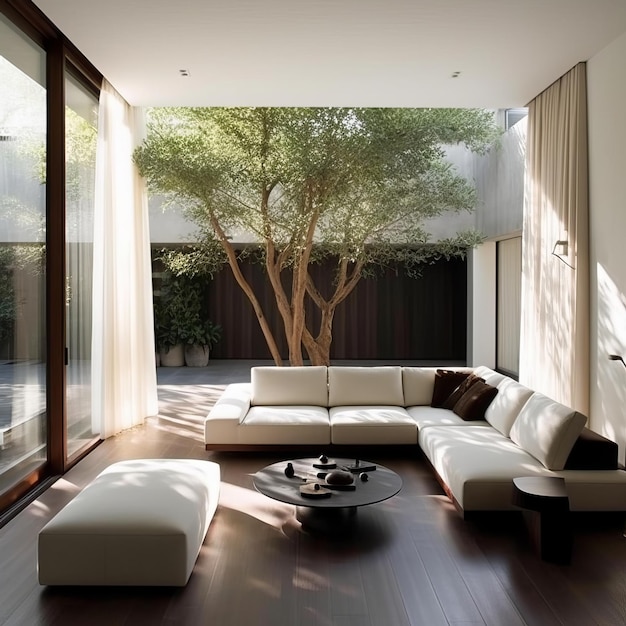 Minimalist Elegant Living Room with Natural Light