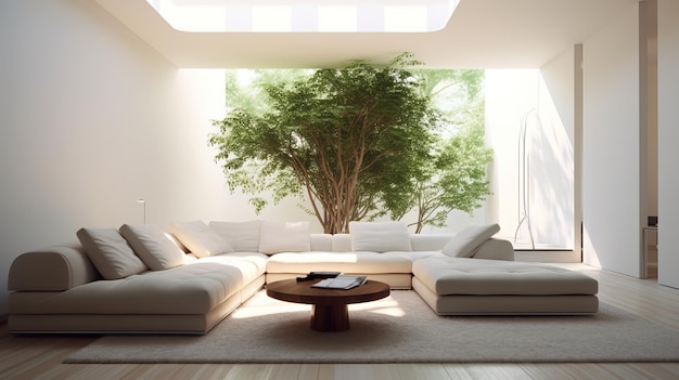 Minimalist Elegant Living Room with Natural Light