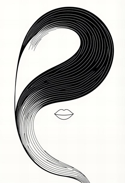 Minimalist face composed of continuous flowing lines with no sharp angles